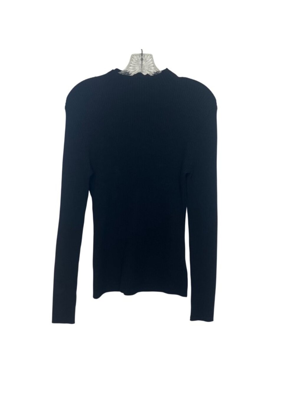 H&M Ribbed Long Sleeve Top Shirt Medium Black New Sustainable